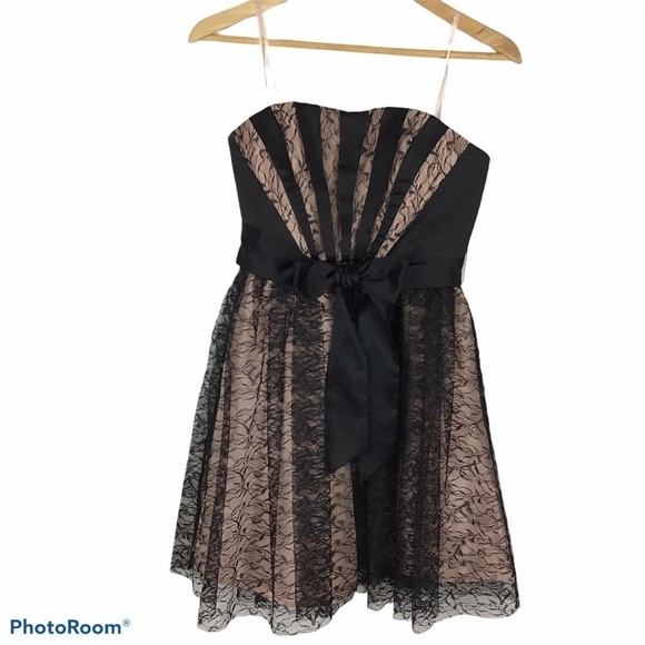 Max & Cleo Rebecca Strapless Lace and Satin Dress - Picture 1 of 11